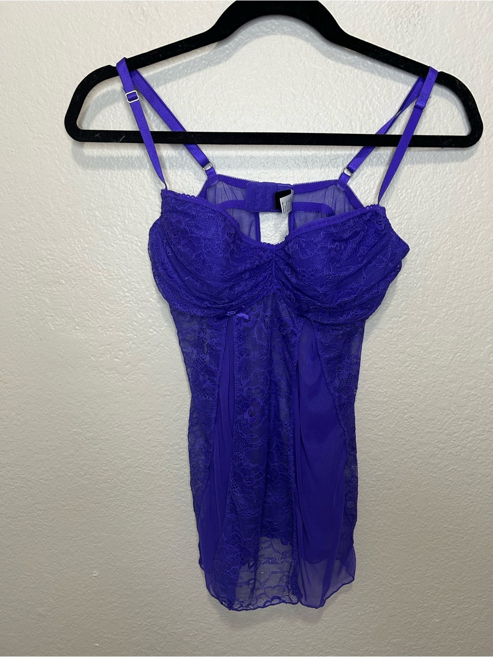 Frederick’s of Hollywood Purple Lace Babydoll Chemise Top Sz Medium